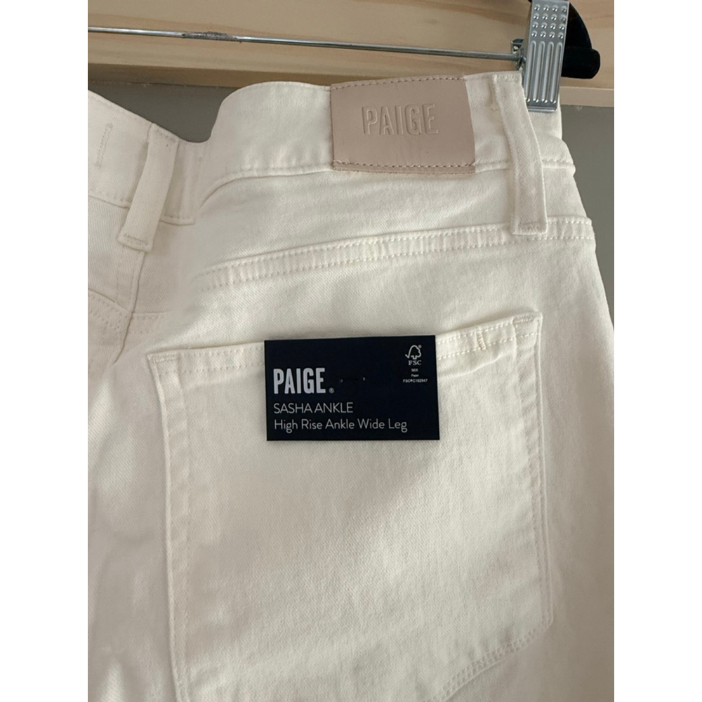 Paige Sasha Ankle White Jeans Women’s Size 31 | Straight Leg Cropped Denim Pants - Picture 3 of 4